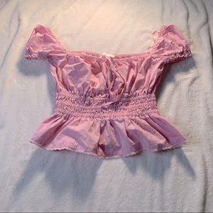 Pink ruched elastic waist Top